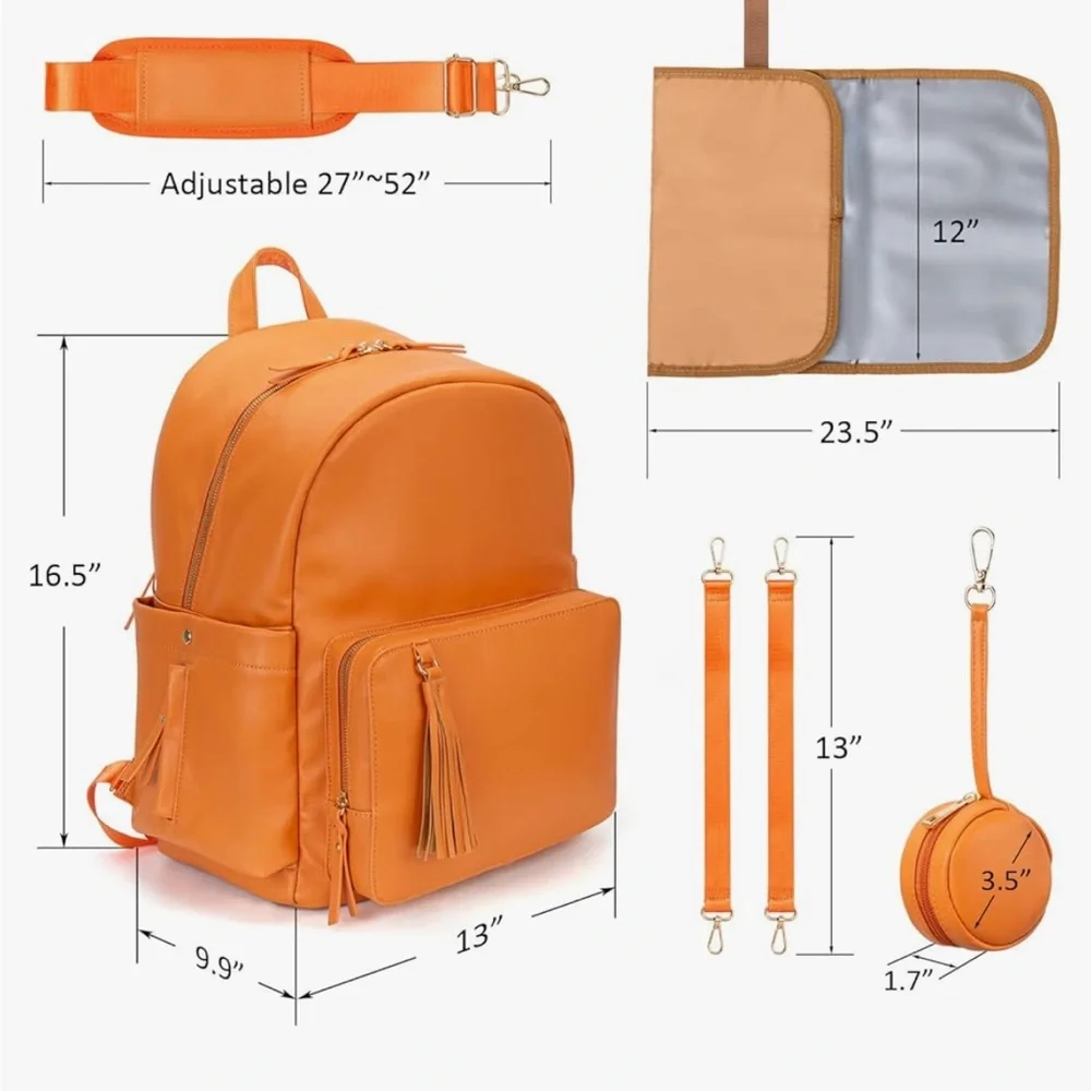 Minsong vegan leather diaper bag backpack